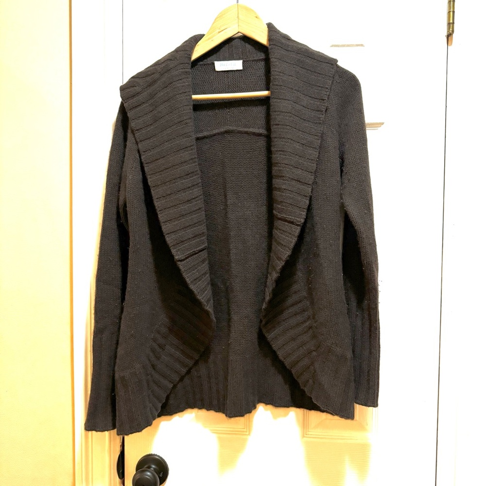 Malika Cashmere open front cardigan sweater Small Brown
